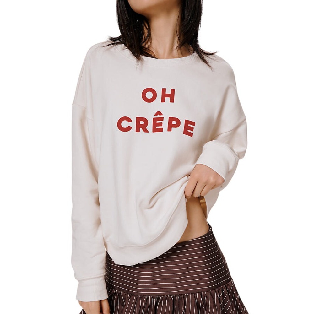 Anthropologie Maeve x Jordan Nickson Oh Crepe Graphic Sweatshirt Cream S